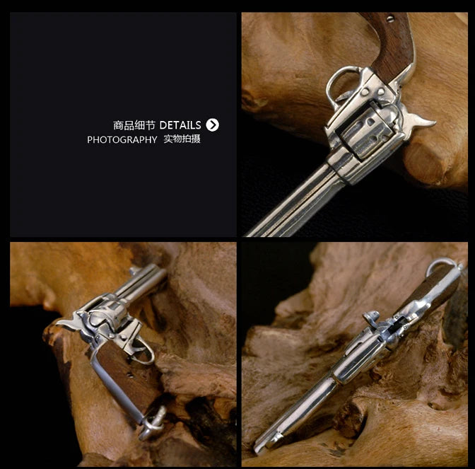 S925 Silver Jewelry Retro Thai Silver Revolver Pistol Pendant Men And Women Personality Fashion Charms