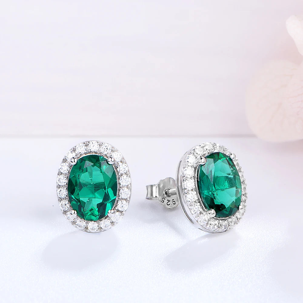 ATTAGEMS Vintage 925 Sterling Silver Lab Grown Moissanite Diamonds Emerald Gemstone Oval Cut Earrings Fine Jewelry Wholesale
