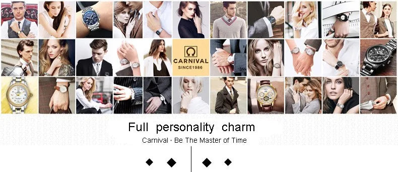 CARNIVAL Fashion Watch for Women Brand Luxury Ladies Square Leather Girls Quartz Wristwatches Waterproof Womens 2025 Reloj Mujer