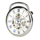 Open Face Blue Roman Numerals Display Mechanical Hand Winding Pocket Watch Silver Transparent Skeleton Pendant Antique Clock