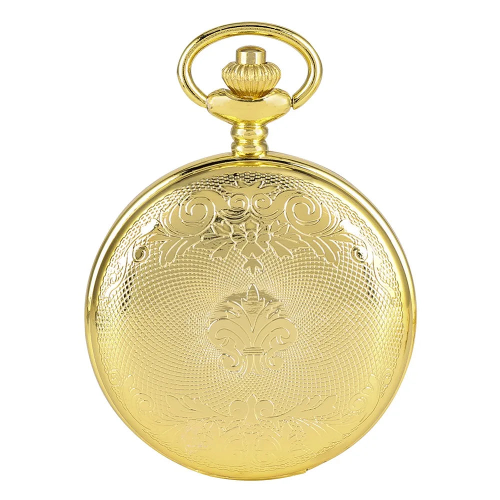 Steampunk Skeleton Mechanical Pocket Watch Luxury Gold Silver Fob Open Side Necklace Clock Antique  Reloj De Bolsillo Gifts