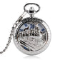 Old Fashion Men Women Mechanical Handwinding Pocket Watch Locomotive Hollow Train Skeleton Clock Pendant FOB Chain reloj Gift