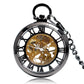 Transparent Open Face Hollow Skeleton Mechanical Pocket Watch Hand Winding Vintage Clock Birthday Gift with Pocket Chain reloj