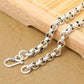 8mm Thick S925 Sterling Silver Men Women Classic Retro Silver Round Circle Cross Link Chain Necklace