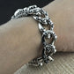 Unibabe Pure Silver Sterling 925 Silver Vintage Skull Carved Chain & Link Lock S925 Bracelet