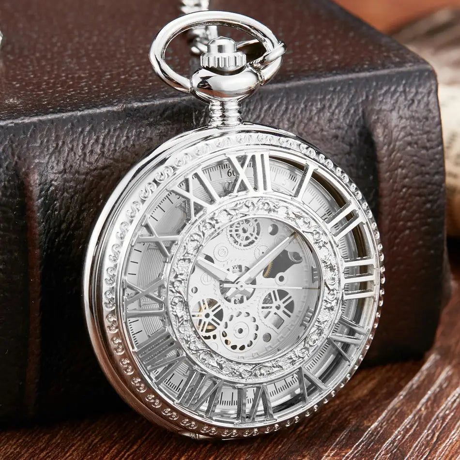 Steampunk Skeleton Mechanical Pocket Watch Men Women Antique Luxury Brand Necklace Pocket & Fob Watches Chain Male Female Clock