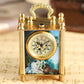 Retro Bronze Oil Painting Style Mini Home Decoration Watch Clock Unique Antique Art Hand-wind Mechanical Pocket Watch Clock Mens