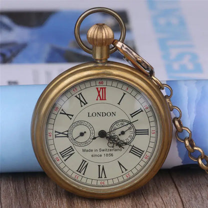 Antique London 1856's  5 Hand Small Dial Mechanical Pocket Watch Roman Number Open Face Fob Watch Gift Clock