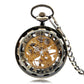 Transparent Open Face Hollow Skeleton Mechanical Pocket Watch Hand Winding Vintage Clock Birthday Gift with Pocket Chain reloj