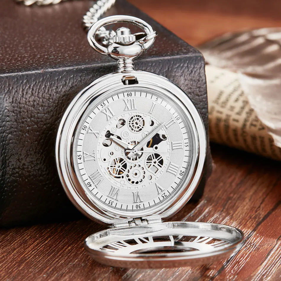 Steampunk Skeleton Mechanical Pocket Watch Men Women Antique Luxury Brand Necklace Pocket & Fob Watches Chain Male Female Clock