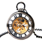 Transparent Open Face Hollow Skeleton Mechanical Pocket Watch Hand Winding Vintage Clock Birthday Gift with Pocket Chain reloj