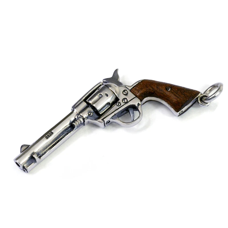 S925 Silver Jewelry Retro Thai Silver Revolver Pistol Pendant Men And Women Personality Fashion Charms