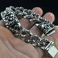 Unibabe Pure Silver Sterling 925 Silver Vintage Skull Carved Chain & Link Lock S925 Bracelet
