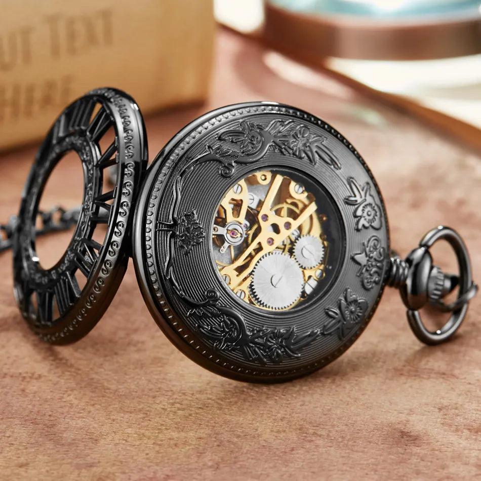 Steampunk Skeleton Mechanical Pocket Watch Men Women Antique Luxury Brand Necklace Pocket & Fob Watches Chain Male Female Clock