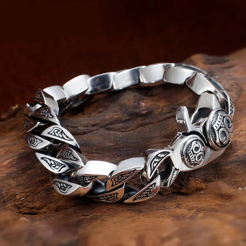 Unibabe Thai Silver Original Handmade Silver Bracelets 925 Sterling Silver Vintage Chain & Link S925 Bracelet  Jewelry Gift