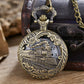 Luminous Blue Led Flash Necklace Vintage Clock Unique Bronze/silver/gold Train Locomotive Engine Noctilucent Quartz Pocket Watch
