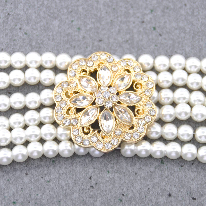 New Gorgeous Woman Pearl Waist Chain Body Belly Chains Adjustable Length Jewelry European Bride Wedding Flower Pearl Belt