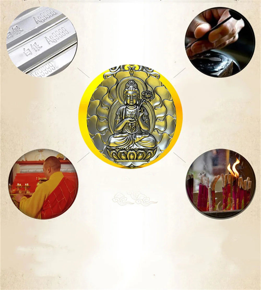 BOCAI S999 Sterling Silver Charms Pendants for Women Men New Fashion Eight Guardian God Zodiac Buddha Amulet Jewelry Wholesale