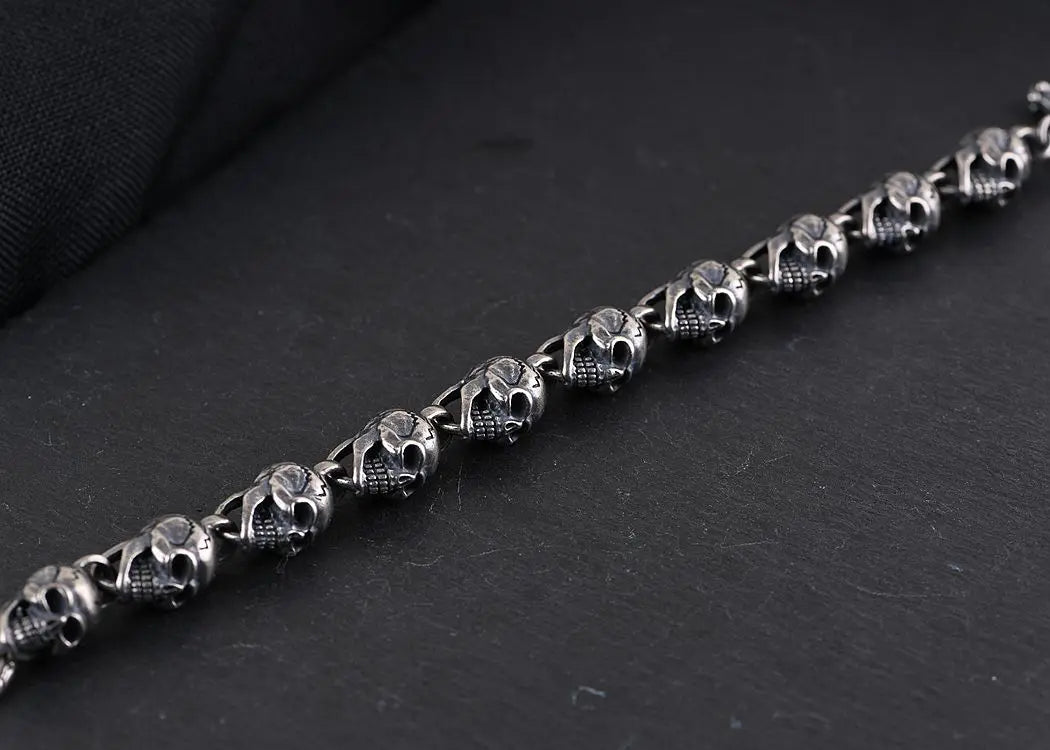 New S925  silver retro craftsmanship three-dimensional skull men's bracelet Thai silver fashion bracelet for men