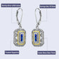 Newshe Solid 925 Sterling Silver K Gold Dangle Drop Earrings for Women Sapphire White AAAAA CZ Vintage Jewelry JE1581