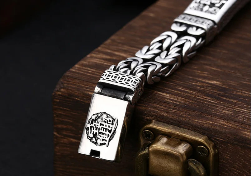 Real Silver Retro Thick Personalized Lucky Pixiu Bracelet Men Man Thai silver Domineering Trend Personalized Wish Money Jewelry