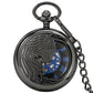 Antique Hollow Peacock Case Blue Roman Number Skeleton Handwinding Mechanical Pocket Watch Chain Gift for Men Women reloj