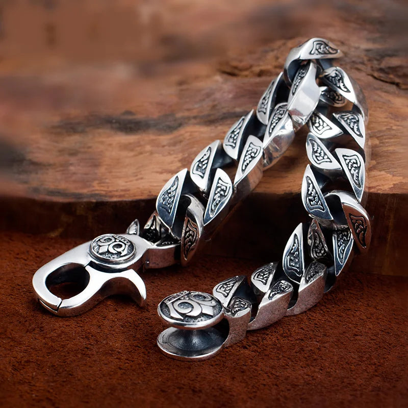 Unibabe Thai Silver Original Handmade Silver Bracelets 925 Sterling Silver Vintage Chain & Link S925 Bracelet  Jewelry Gift