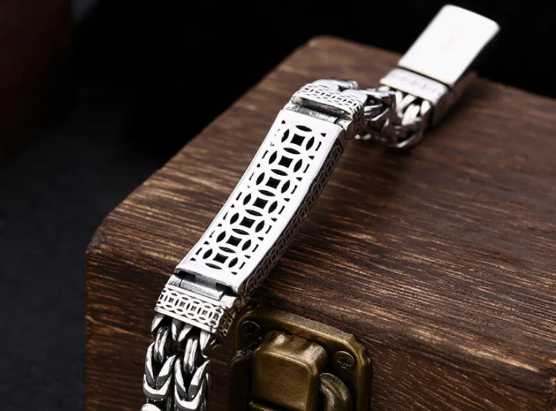 Real Silver Retro Thick Personalized Lucky Pixiu Bracelet Men Man Thai silver Domineering Trend Personalized Wish Money Jewelry