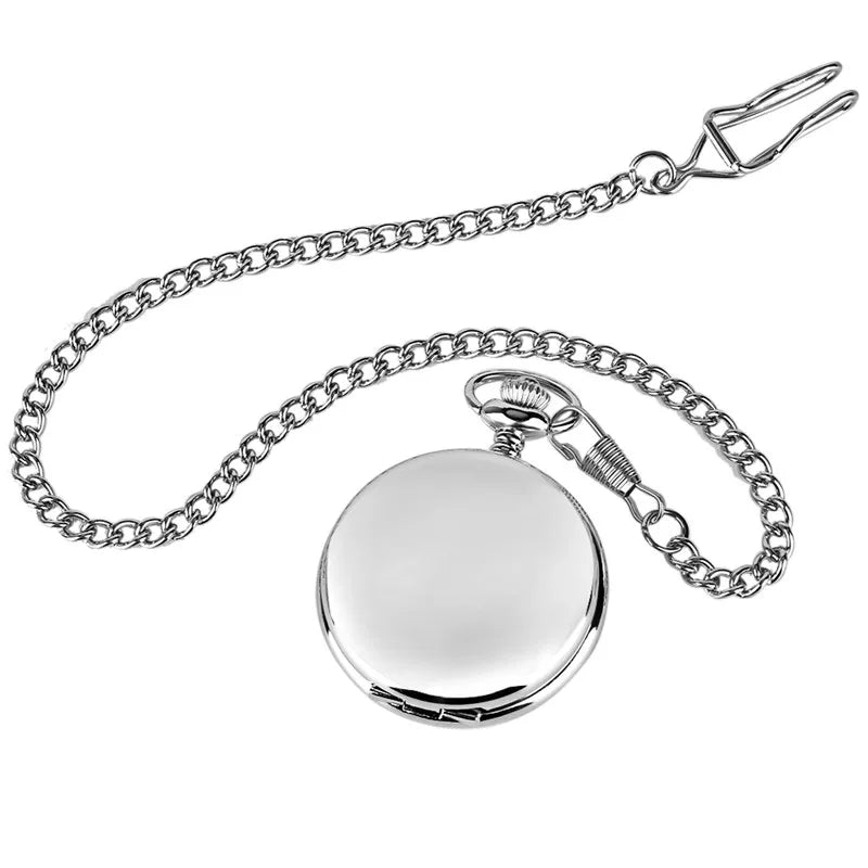 Retro Silver  Handwinding Skeleton Mechanical Pocket Watch Double Hunter Necklace Chain Clock Antique Reloj De Bolsillo