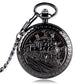 Old Fashion Men Women Mechanical Handwinding Pocket Watch Locomotive Hollow Train Skeleton Clock Pendant FOB Chain reloj Gift