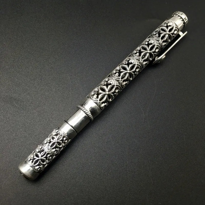Solid Silver Pen Pendant Men S925 Sterling Silver Vintage Carved Openwork Business Pen Jewelry Gift Real Silver Pen Pendant