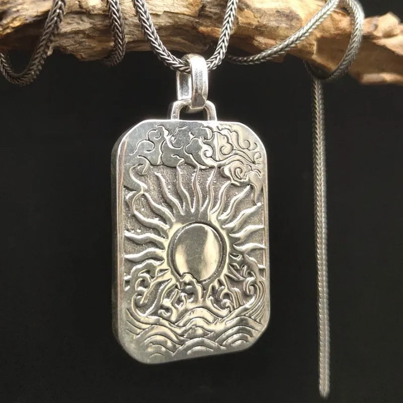 BOCAI  Fashion New Real S925 Silver Golden Personality Carp Playing in Water Man and Woman Pendant  Retro Jewelry