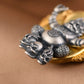 S925 Silver Pendant Necklace, Vintage Gold Flame Skull Men's Garuda Bird Chain, Gothic Statement Jewelry Gift for Men