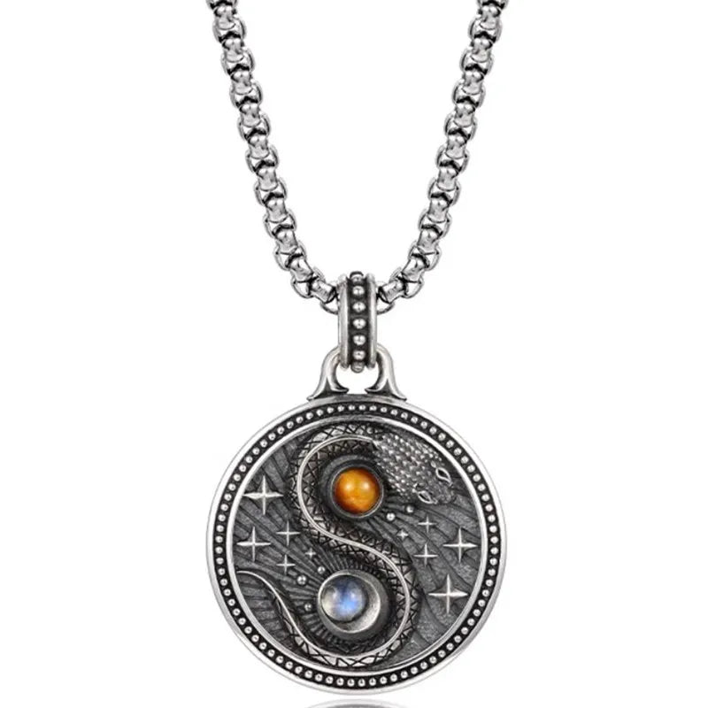 Necklace Pendant Real 925 Sterling Silver Snake Inlaid Tiger Eye Stone Luxury Fine Jewellery Woman Man 2025 St Valentine Day P36
