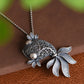 New S925 Silver Retro Vintage Hollowed Out Cute Goldfish Pendant For Ladies Fashionable Lucky Gift