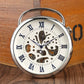 Open Face Blue Roman Numerals Display Mechanical Hand Winding Pocket Watch Silver Transparent Skeleton Pendant Antique Clock