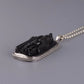 General Guan Gong Pendant Necklace Obsidian, S925 Silver Ethnic Vintage Inlaid Jewelry