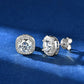 Rrjzz Classic Square 1CT Moissanit Women Earrings with Certificate 925 Sterling Silver Vintage Stud Ear for Wedding Fine Jewelry