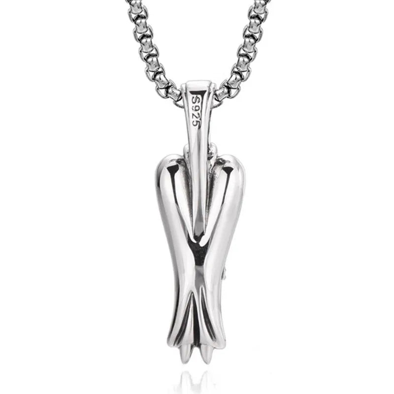 Necklace Pendant Pure Money 925 Sterling Silver Retro Angel Luxury Brand Fine Jewelry Women Men 2024 New In Christmas Gift P16