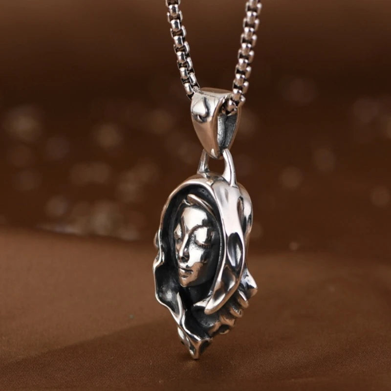 Genuine BOCAI S925 Sterling Silver Pendants for Women Men New Fashion Relief Rose Goddess Punk Vintage Jewelry Wholesale