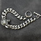 BOCAI Retro Style S925 Sterling Silver with Pattern Trendy Personalized Skull Bracelet for Men