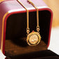 Retro Sterling Silver Necklace For Women's 925 Silver Electroplated 18K Gold Lion Red Treasure Ancient Coin Necklace