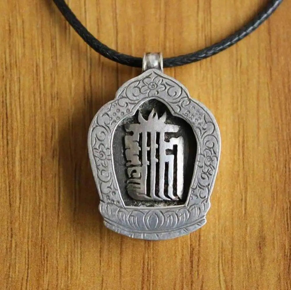 SL011 Vintage Tibetan Sterling Silver 925 Mantra Kalachakra Prayer Box Gau Amulet Pendant For Men