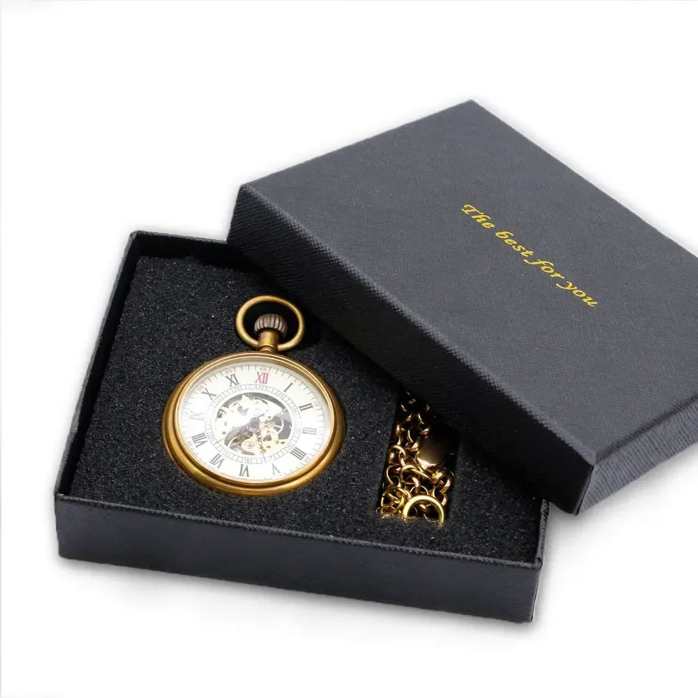 New Arrive Antique Vintage Mens Hand Wind High Quality Mechanical Pocket Watches with Chain PJX049