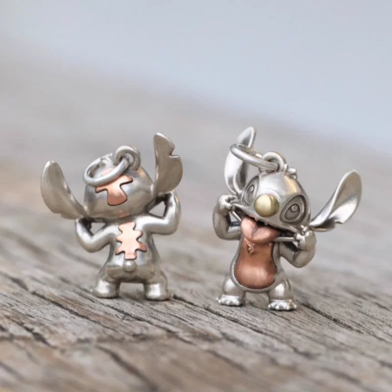 BOCAI Original S925 Sterling Silver Stitch Star Baby, cute Cartoon Pendant for Men and Women Couple Sweater Chain Birthday Gift