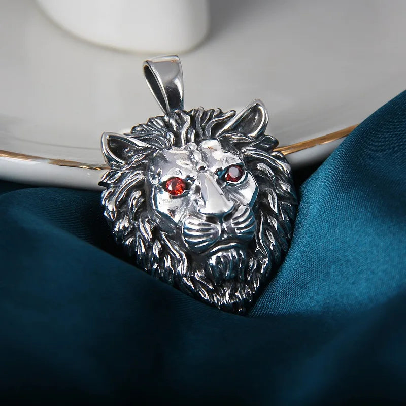 BOCAI S925 Silver Retro Personalized Lion Head Pendant