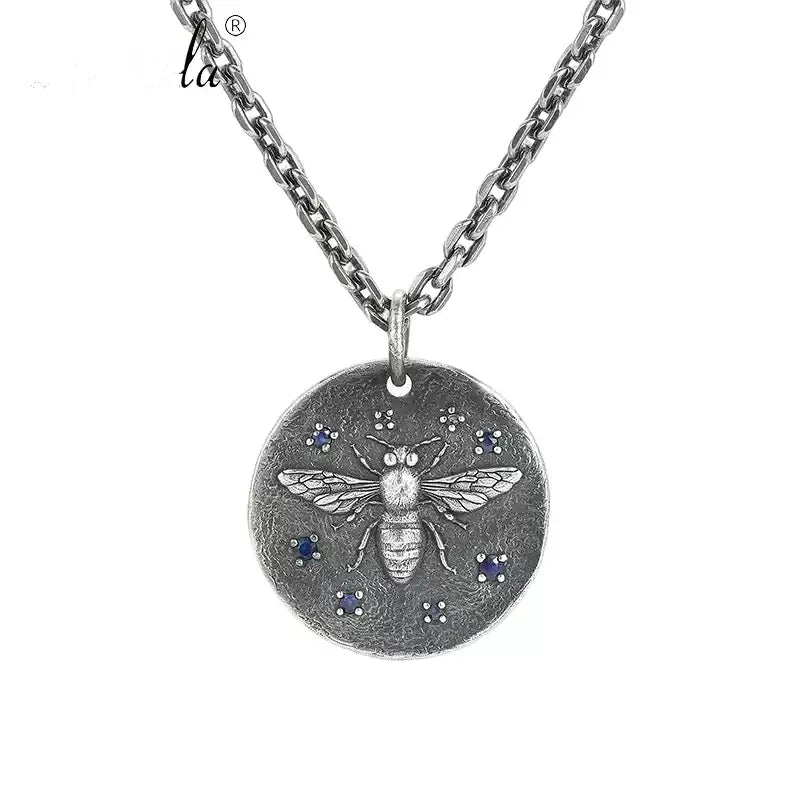 Necklace Pendant Pure 925 Sterling Silver Insects Bee Blue Gemstone Luxury Brand Jewelry Man Woman 2025 St Valentine Day Gift P5
