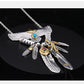 S925 Silver Bridge Feather Eagle Indian Trendy Necklace Female Sweater Chain Hip Hop Men's Pendant