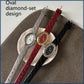 2025 New Pigeon Egg Diamond Plaid Leather Watch Femininity Simple Fashion Versatile Ladies