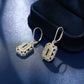 Newshe Solid 925 Sterling Silver K Gold Dangle Drop Earrings for Women Sapphire White AAAAA CZ Vintage Jewelry JE1581
